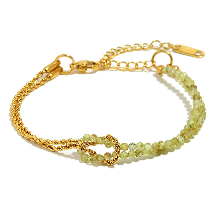 Bracciale Olivenorma con catena a doppio strato regolabile e perline - Peridoto - image 14