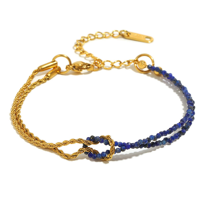 Bracciale Olivenorma con catena a doppio strato regolabile e perline - Lapislazzuli - image 11