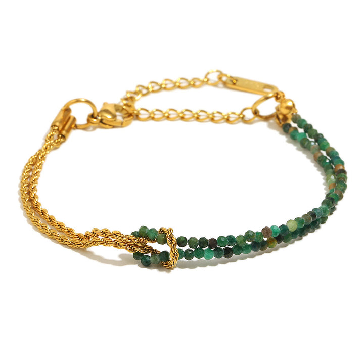 Bracciale Olivenorma con catena a doppio strato regolabile e perline - Avventurina verde - image 9