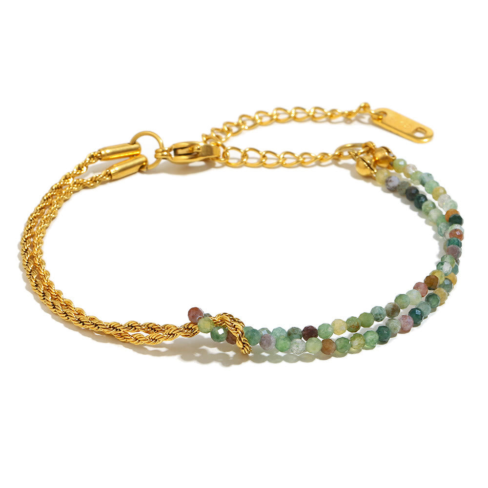 Bracciale Olivenorma con catena a doppio strato regolabile e perline - Tormalina multicolore - image 1