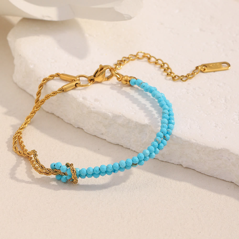 Bracciale Olivenorma con catena a doppio strato regolabile e perline - image 3