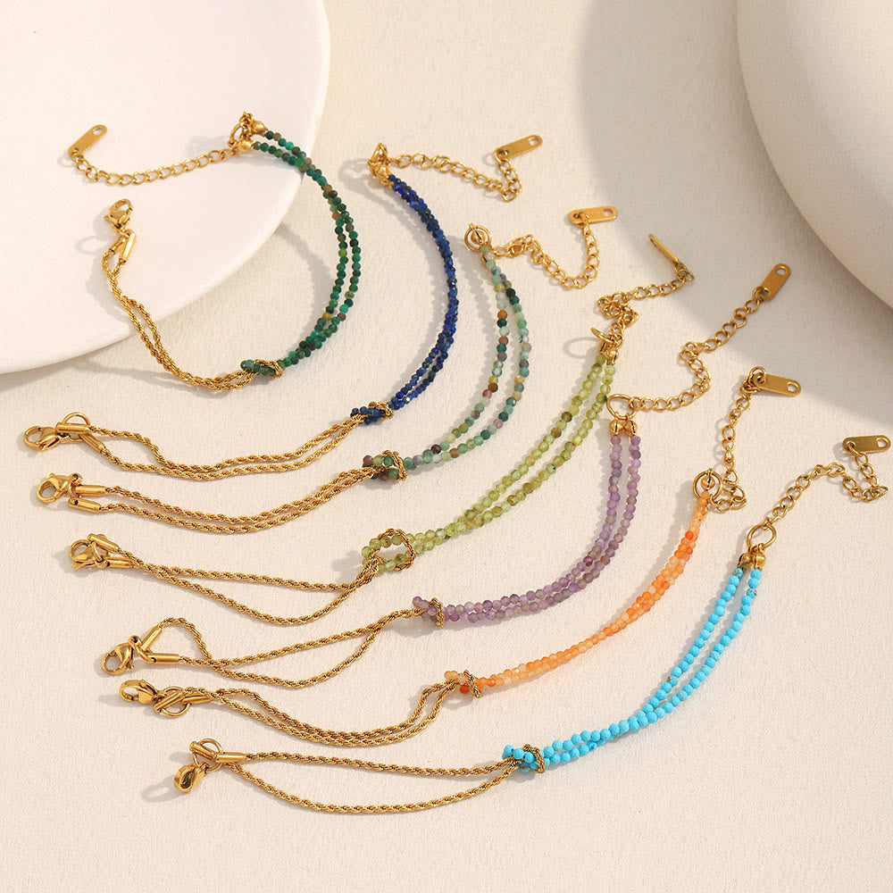 Bracciale Olivenorma con catena a doppio strato regolabile e perline - image 18