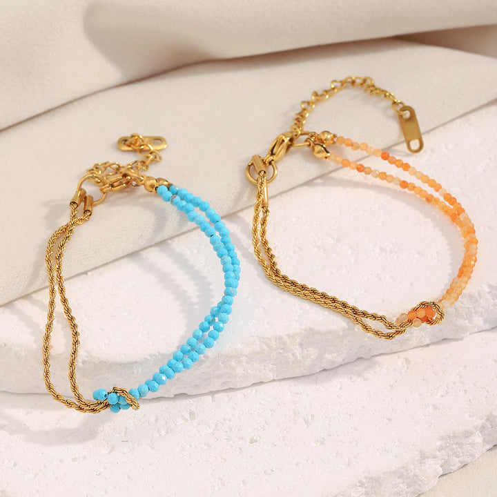 Bracciale Olivenorma con catena a doppio strato regolabile e perline - image 8