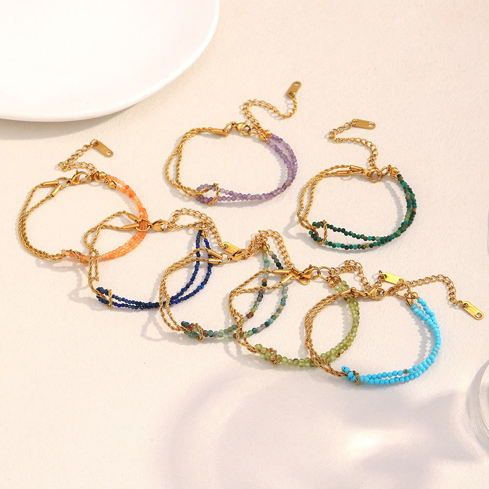 Bracciale Olivenorma con catena a doppio strato regolabile e perline - image 17