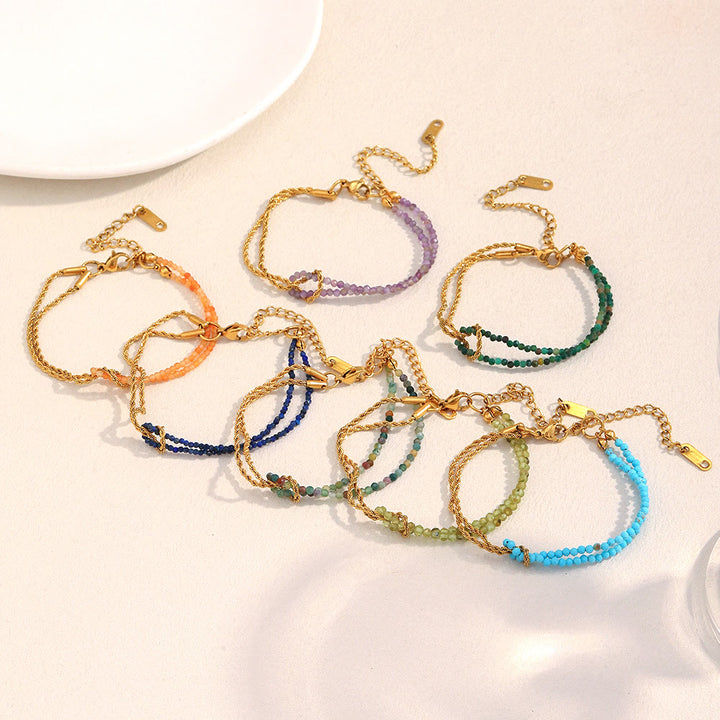 Bracciale Olivenorma con catena a doppio strato regolabile e perline - image 17