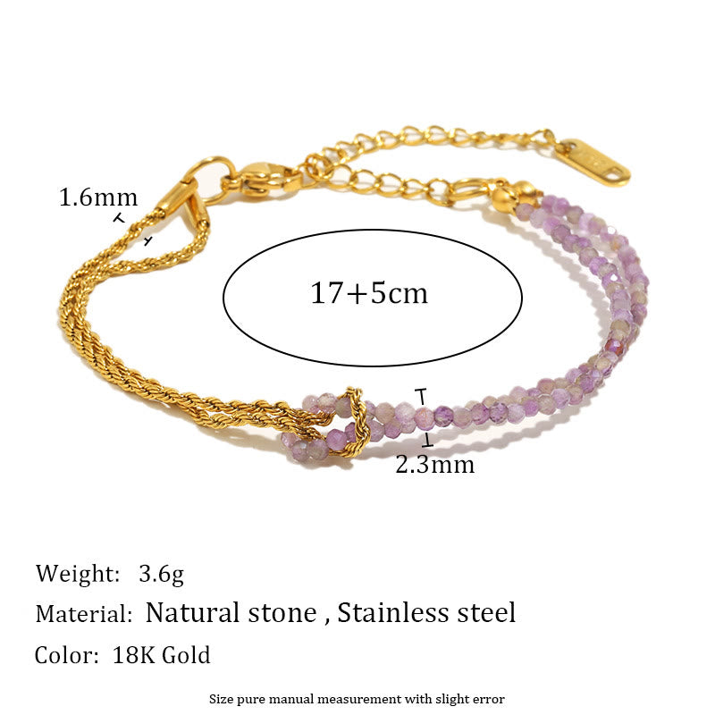 Bracciale Olivenorma con catena a doppio strato regolabile e perline - Ametista - image 4