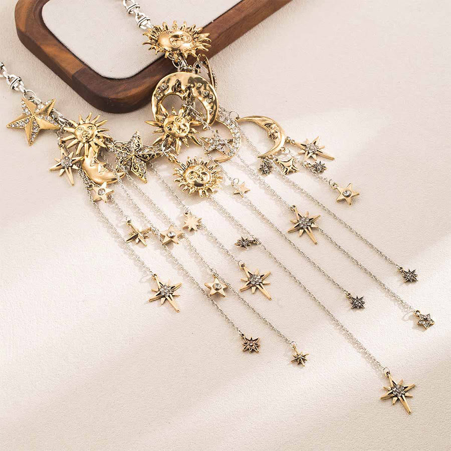 Orecchini pendenti Olivenorma Boho con volto di sole, stella e luna. - image 18