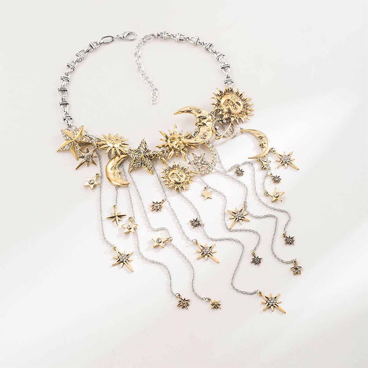 Orecchini pendenti Olivenorma Boho con volto di sole, stella e luna. - image 15