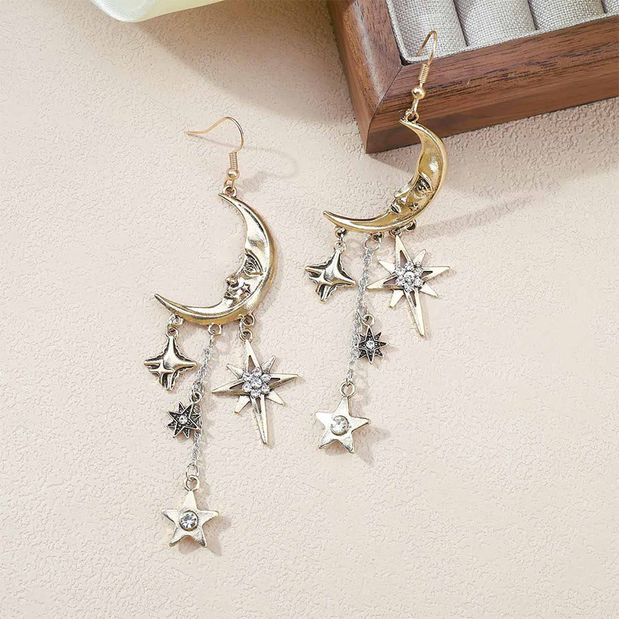 Orecchini pendenti Olivenorma Boho con volto di sole, stella e luna. - image 10