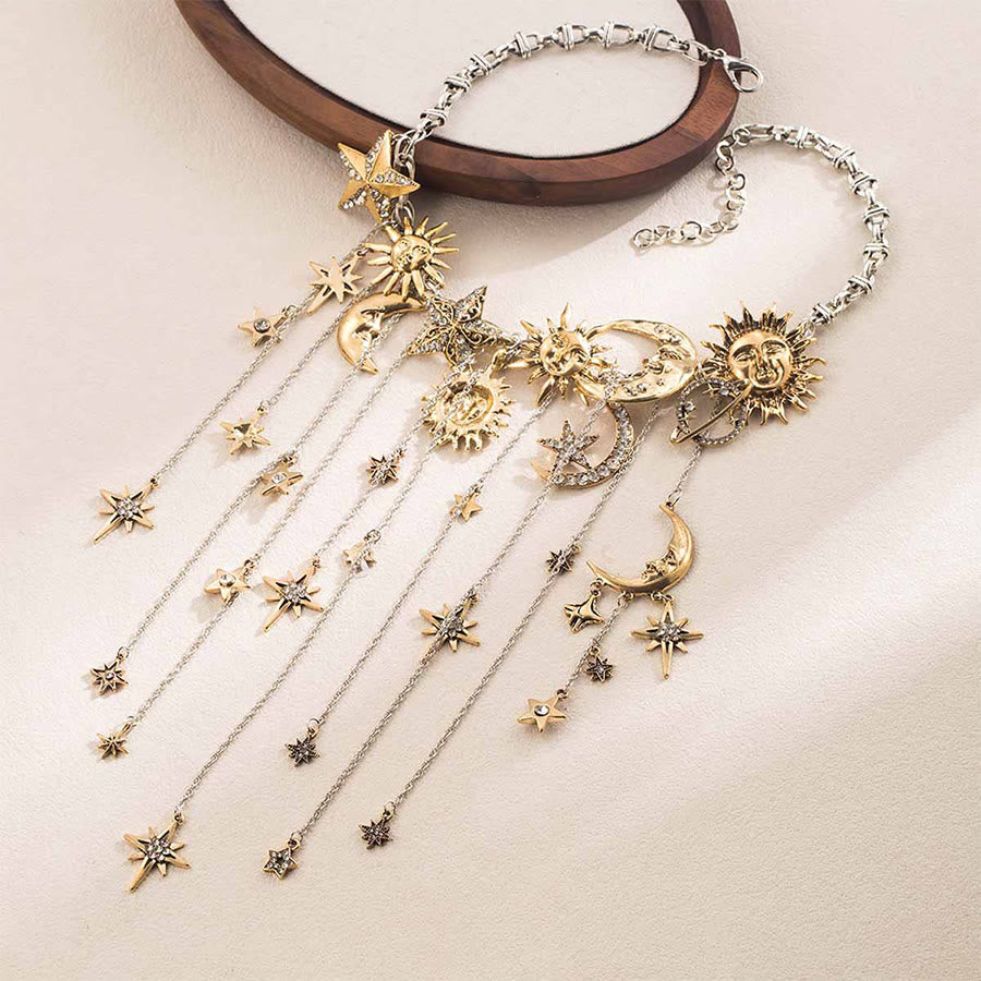 Orecchini pendenti Olivenorma Boho con volto di sole, stella e luna. - image 17