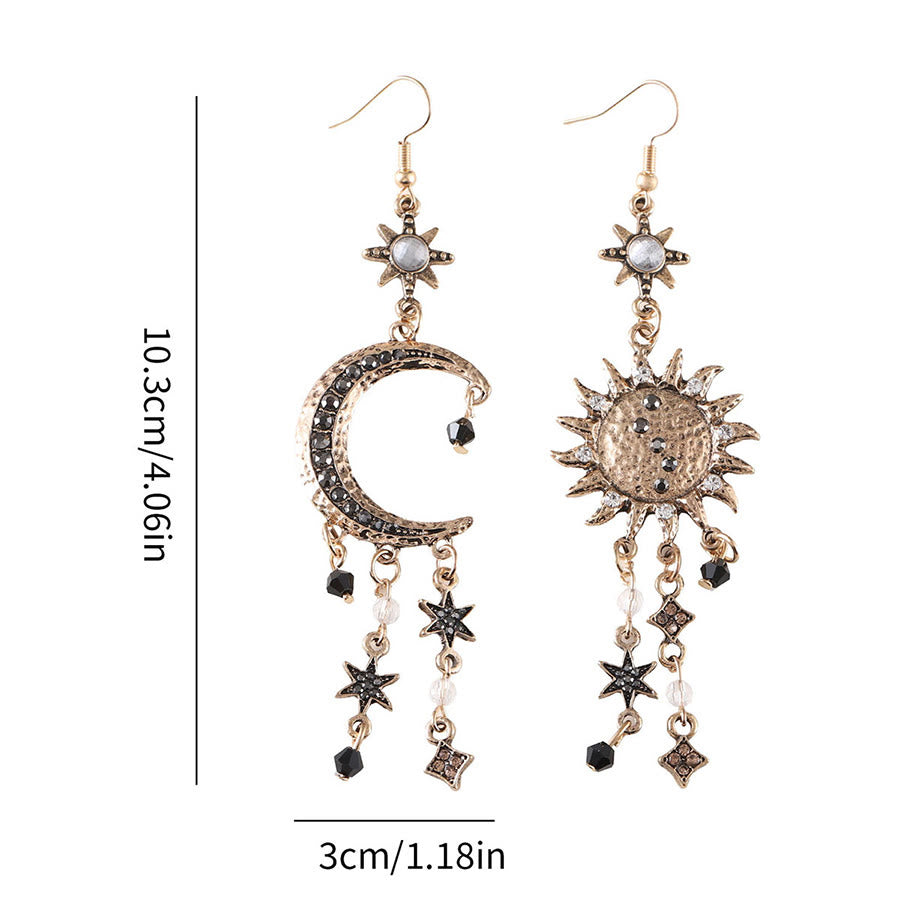 Orecchini pendenti Olivenorma in stile bohémien vintage con sole, luna e stelle. - image 4