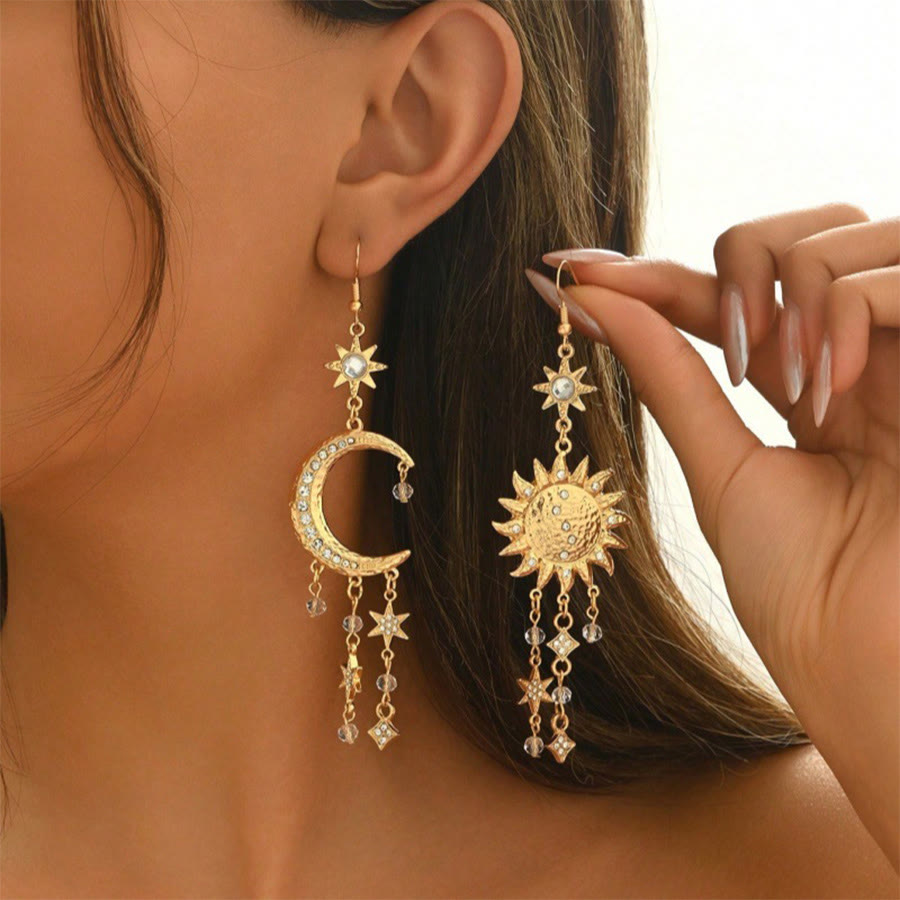 Orecchini pendenti Olivenorma in stile bohémien vintage con sole, luna e stelle. - Oro - image 5