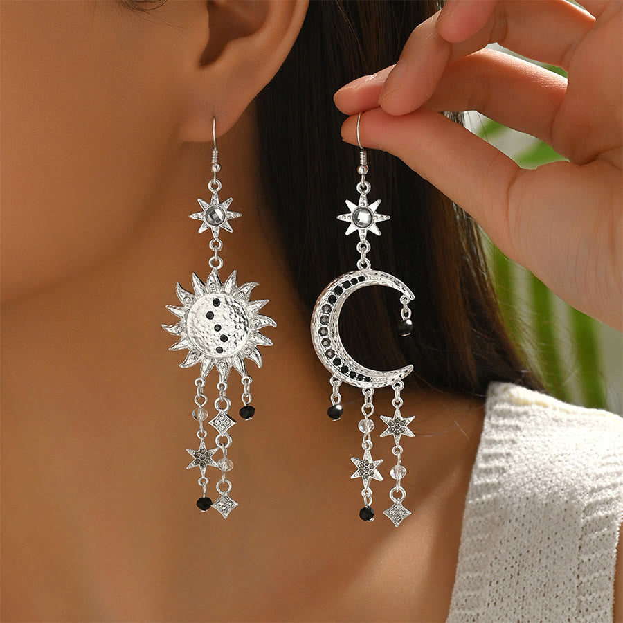 Orecchini pendenti Olivenorma in stile bohémien vintage con sole, luna e stelle. - Argento - image 7