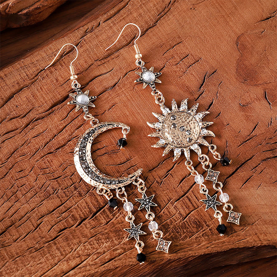 Orecchini pendenti Olivenorma in stile bohémien vintage con sole, luna e stelle. - image 1