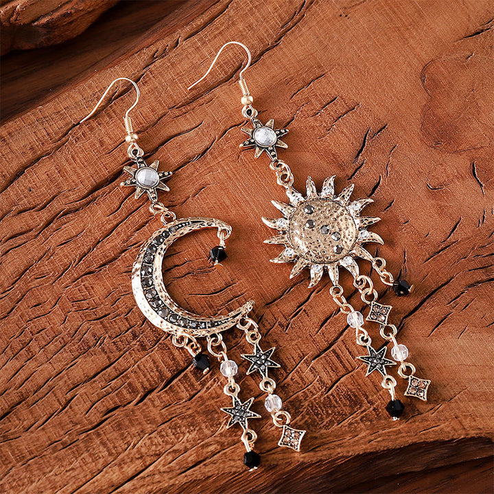Orecchini pendenti Olivenorma in stile bohémien vintage con sole, luna e stelle. - image 1