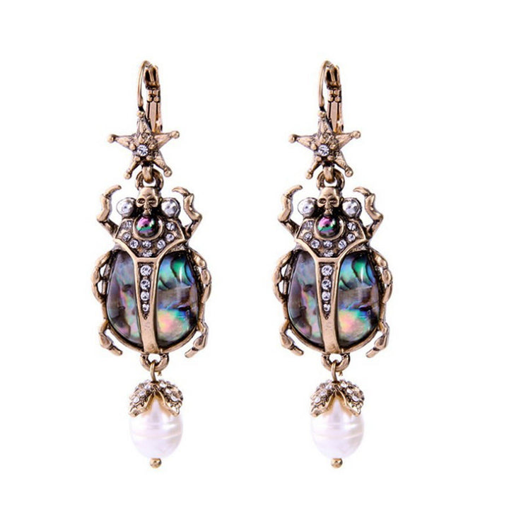 Orecchini pendenti vintage Olivenorma con stella e scarabeo e perle - Clip-on - image 1