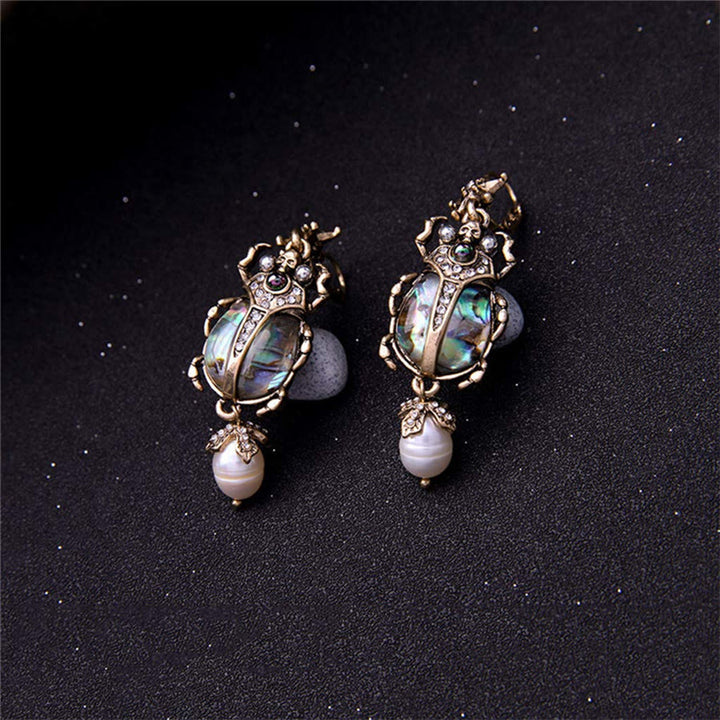 Orecchini pendenti vintage Olivenorma con stella e scarabeo e perle - image 6