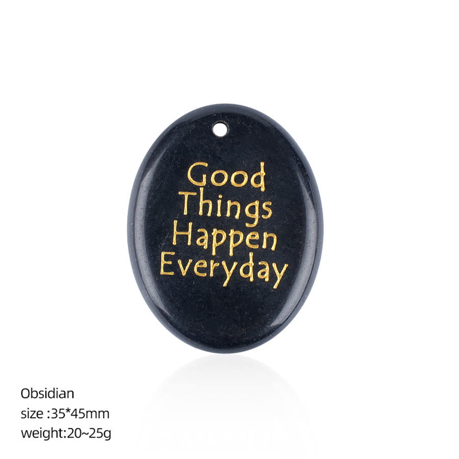 Olivenorma "Ogni giorno accadono cose belle" Citazione positiva Pietra naturale antistress - Ossidiana - image 17