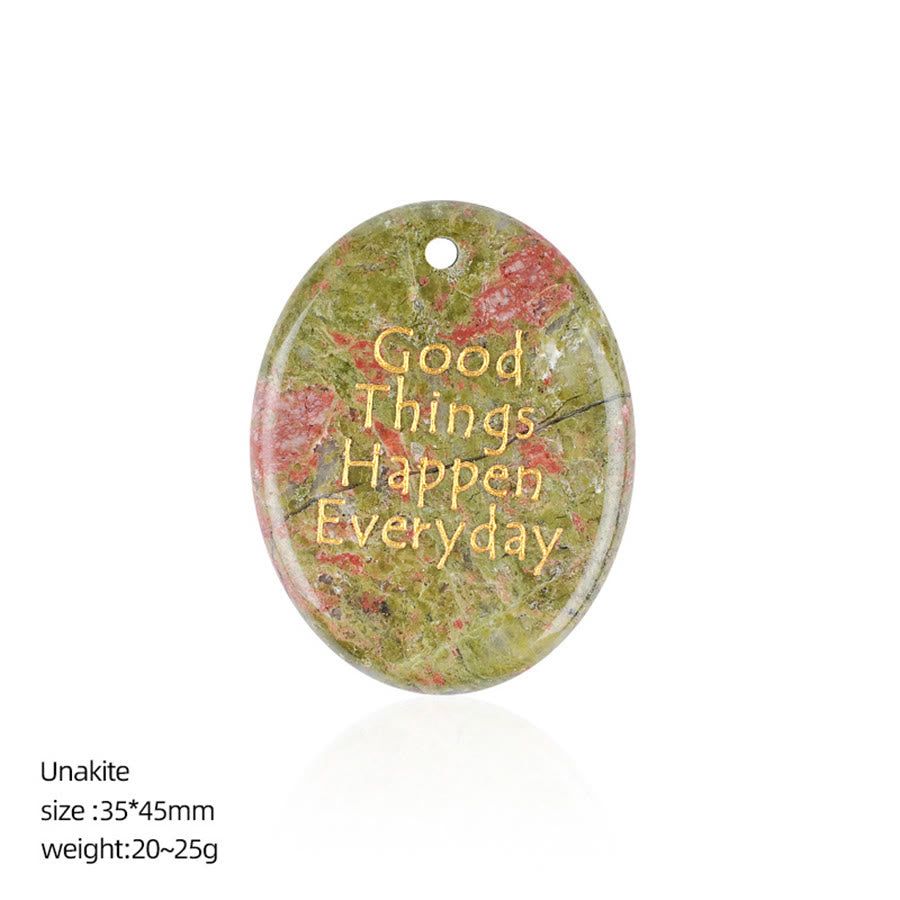 Olivenorma "Ogni giorno accadono cose belle" Citazione positiva Pietra naturale antistress - Unakite - image 19