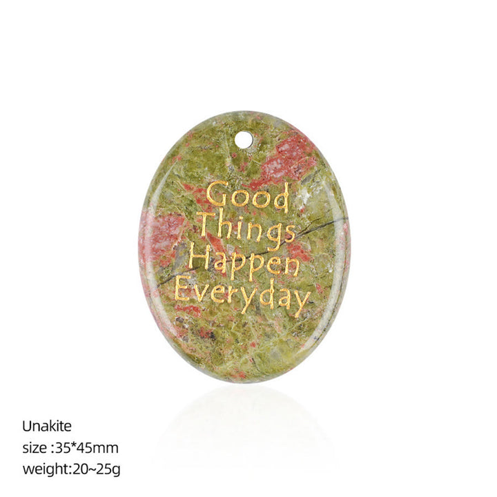 Olivenorma "Ogni giorno accadono cose belle" Citazione positiva Pietra naturale antistress - Unakite - image 19