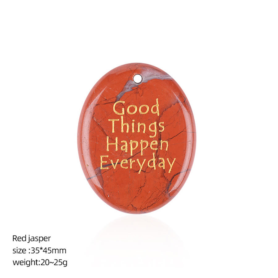 Olivenorma "Ogni giorno accadono cose belle" Citazione positiva Pietra naturale antistress - Diaspro rosso - image 9