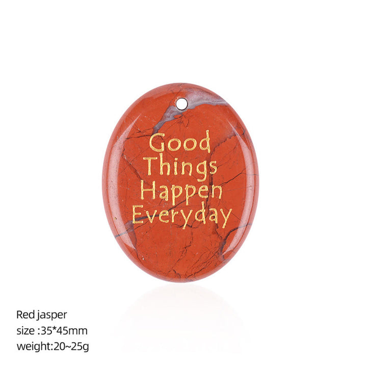 Olivenorma "Ogni giorno accadono cose belle" Citazione positiva Pietra naturale antistress - Diaspro rosso - image 9