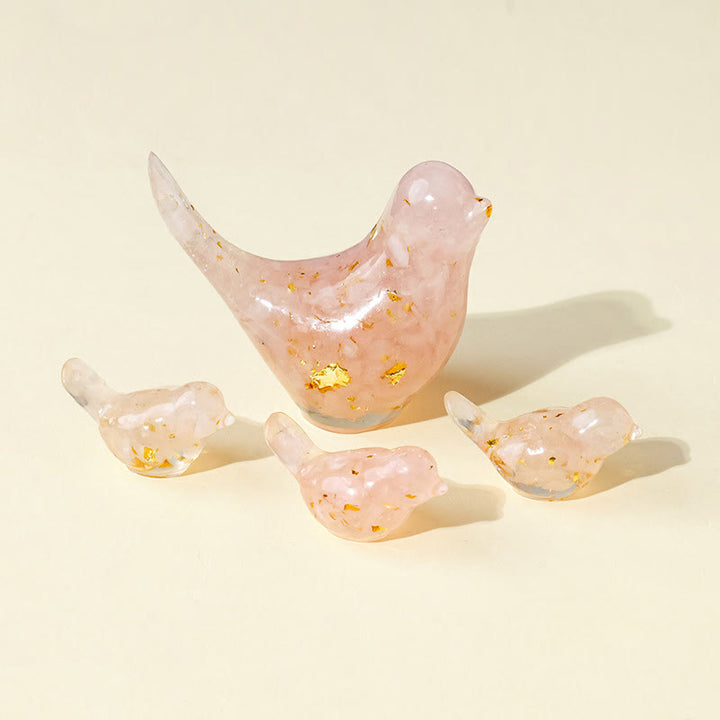 Olivenorma Scultura di uccello in cristallo naturale Decorazione in pietra preziosa - Quarzo rosa - [Set di cristalli] 1 grande + 3 piccoli - image 68
