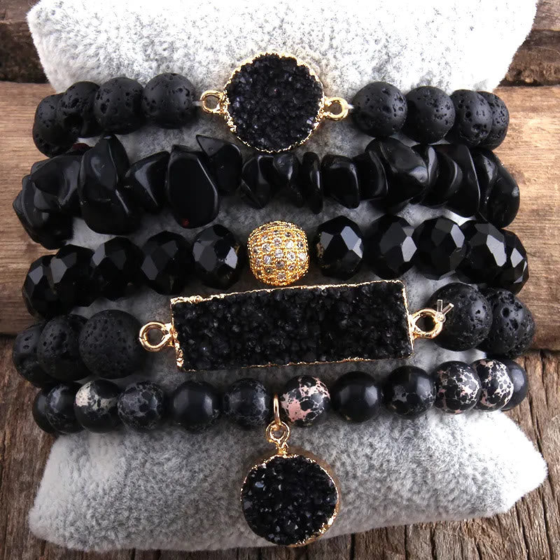 Olivenorma - Set di 5 braccialetti per calma e relax - Onice Nero - image 7