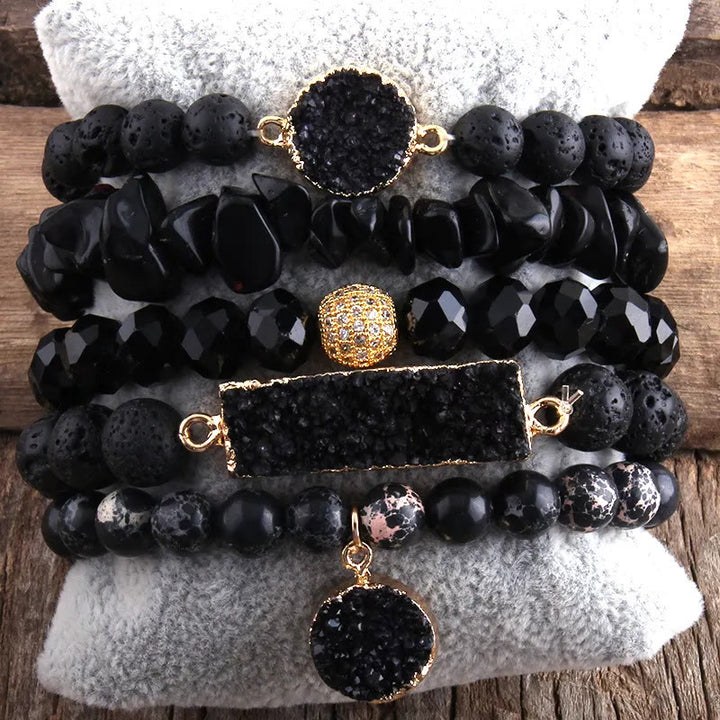Olivenorma - Set di 5 braccialetti per calma e relax - Onice Nero - image 7