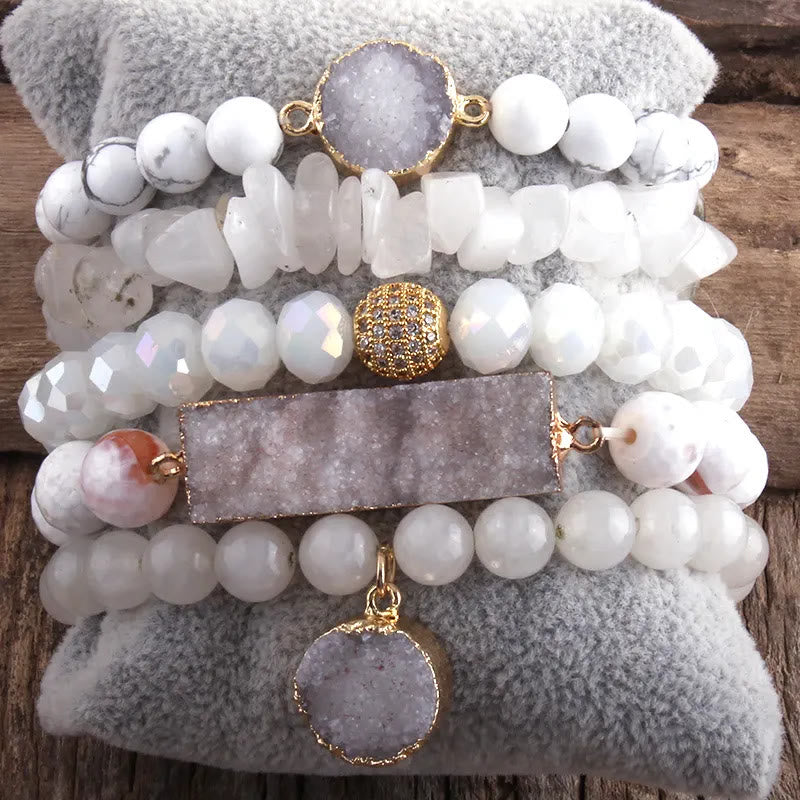 Olivenorma - Set di 5 braccialetti per calma e relax - Agata bianca - image 12