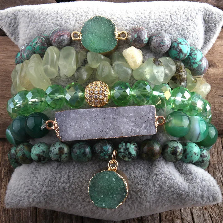 Olivenorma - Set di 5 braccialetti per calma e relax - Prehnite - image 14