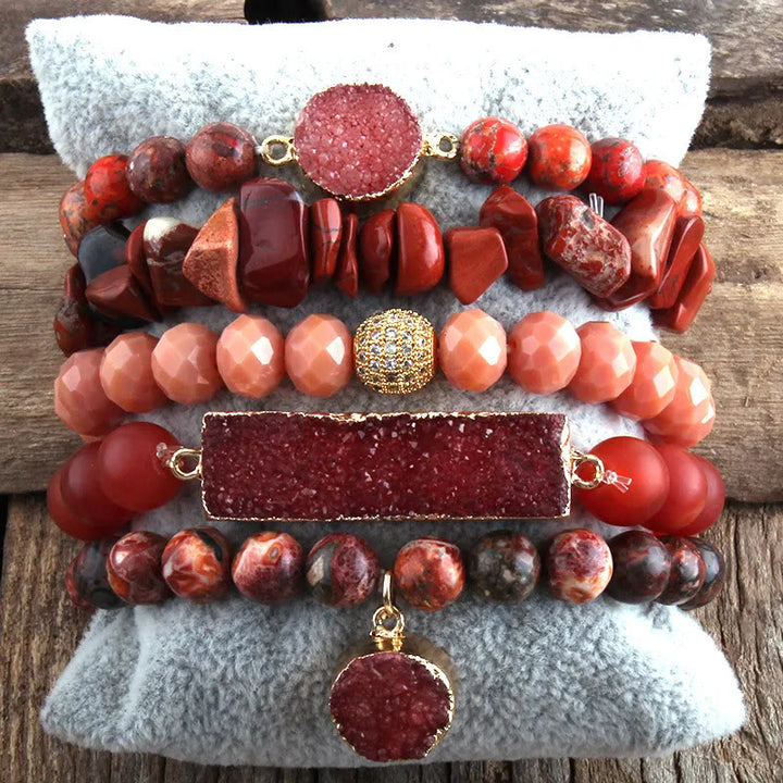 Olivenorma - Set di 5 braccialetti per calma e relax - Diaspro rosso - image 16