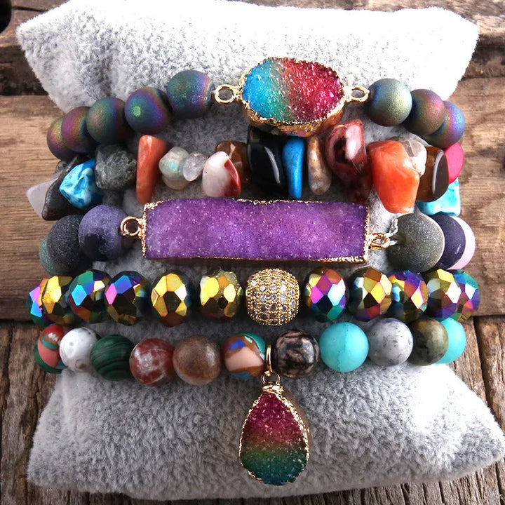 Olivenorma - Set di 5 braccialetti per calma e relax - Pietra colorata - image 18