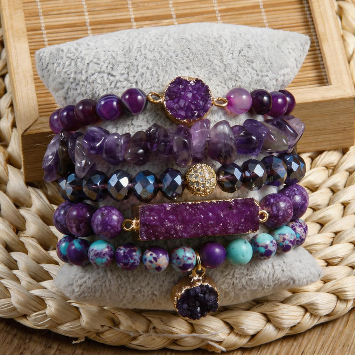 Olivenorma - Set di 5 braccialetti per calma e relax - Ametista - image 0