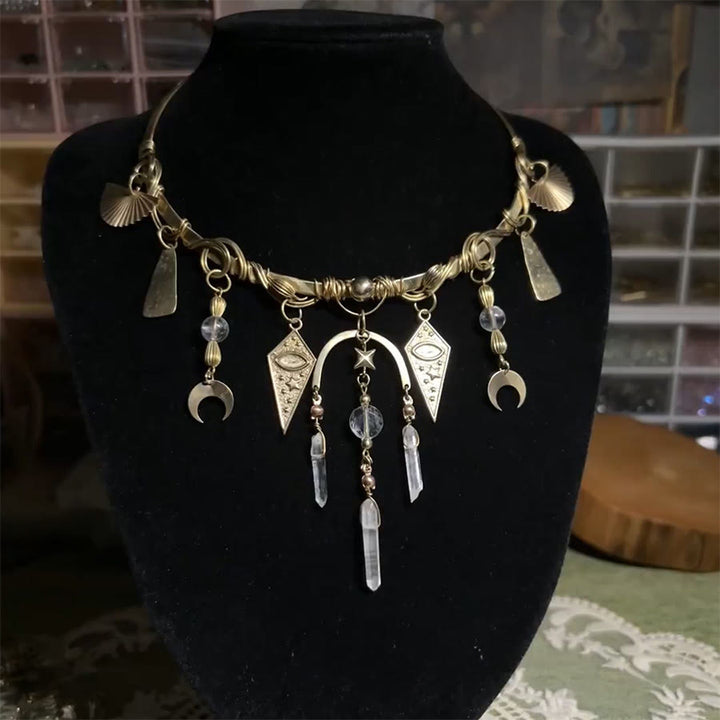 Collana girocollo in metallo Olivenorma con occhio diabolico e fasi lunari. - image 3
