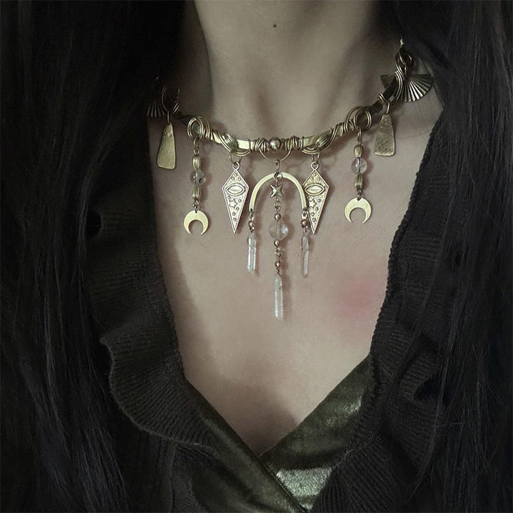 Collana girocollo in metallo Olivenorma con occhio diabolico e fasi lunari. - image 2