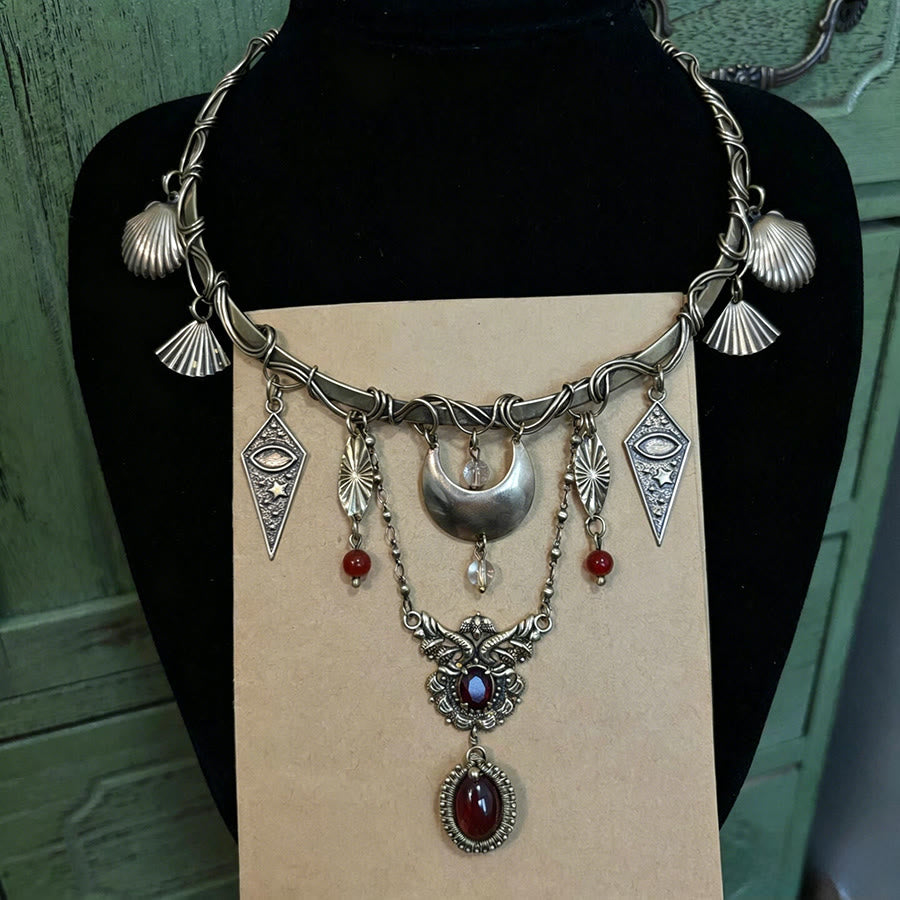Collana girocollo in metallo Olivenorma con occhio diabolico e fasi lunari. - image 6