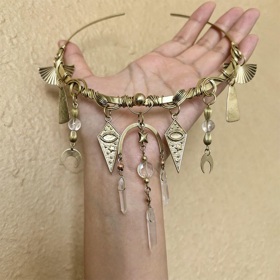 Collana girocollo in metallo Olivenorma con occhio diabolico e fasi lunari. - image 1
