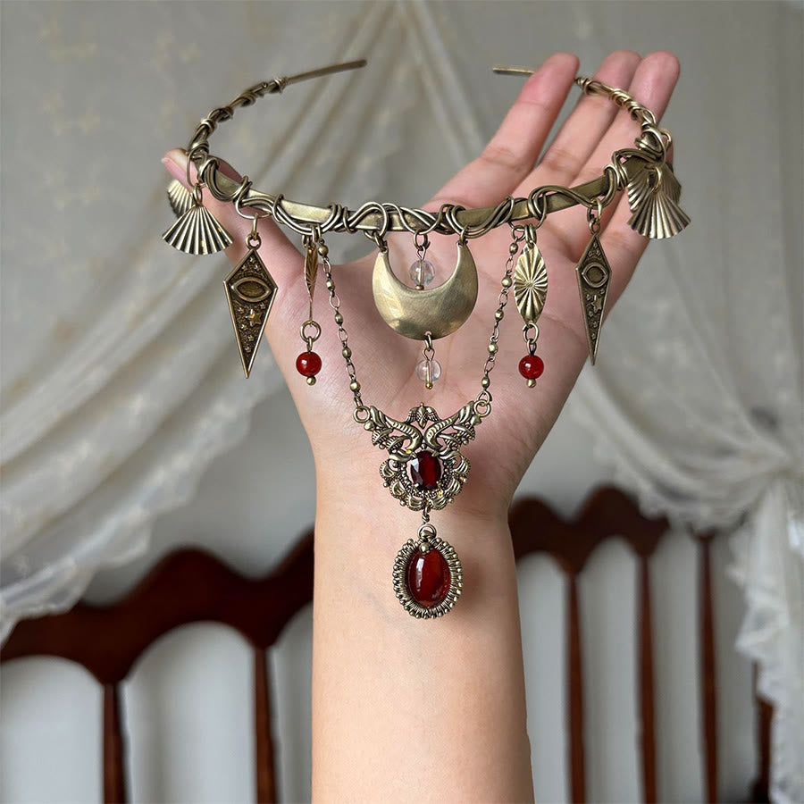 Collana girocollo in metallo Olivenorma con occhio diabolico e fasi lunari. - Luna crescente - image 4