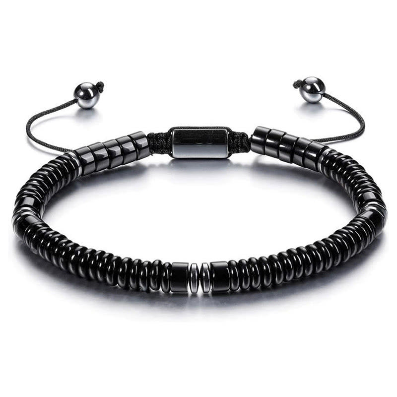 Bracciale regolabile Olivenorma Artisan con perline a disco in pietre multiple e nodo scorrevole - Ossidiana - image 13