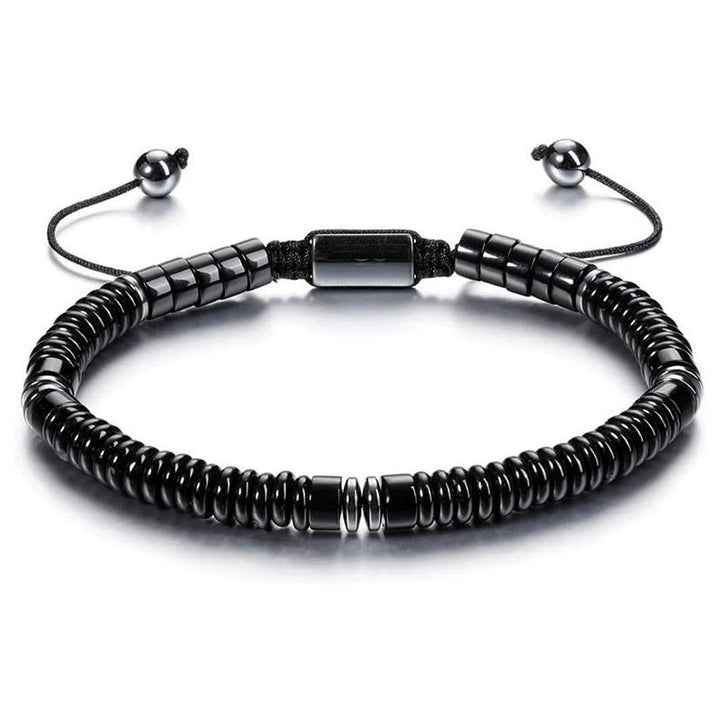 Bracciale regolabile Olivenorma Artisan con perline a disco in pietre multiple e nodo scorrevole - Ossidiana - image 13