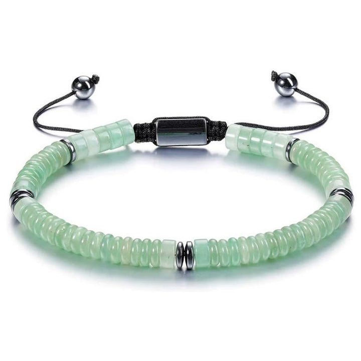 Bracciale regolabile Olivenorma Artisan con perline a disco in pietre multiple e nodo scorrevole - Avventurina verde - image 5