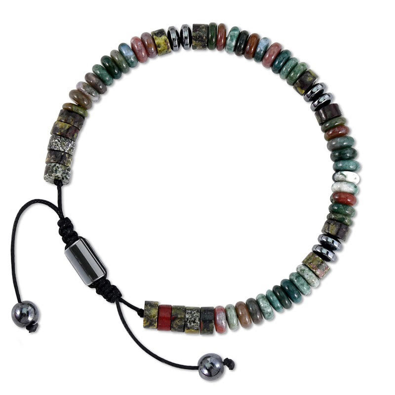 Bracciale regolabile Olivenorma Artisan con perline a disco in pietre multiple e nodo scorrevole - image 2