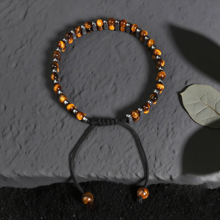 Bracciale Olivenorma a doppio strato con perline in ematite e occhio di tigre naturale. - image 7