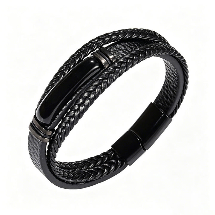 Bracciale Olivenorma in pelle intrecciata, realizzato a mano, con pietre naturali e chiusura magnetica. - Ossidiana e occhio di tigre - 9 pollici - image 22