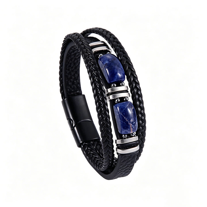 Bracciale Olivenorma in pelle intrecciata, realizzato a mano, con pietre naturali e chiusura magnetica. - Lapislazzuli - 9 pollici - image 13