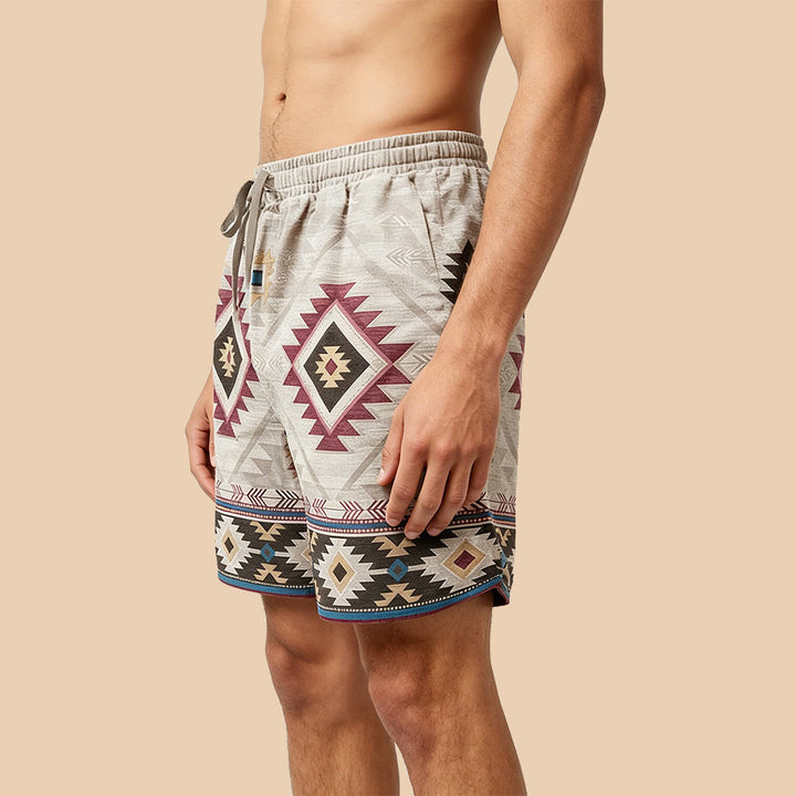 Pantaloncini da uomo casual Olivenorma Vintage Tribal Geometric - image 4