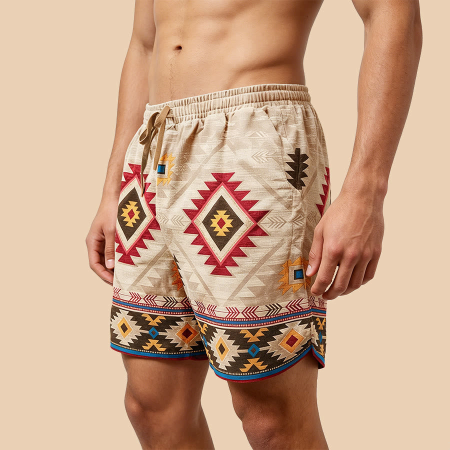 Pantaloncini da uomo casual Olivenorma Vintage Tribal Geometric - image 1