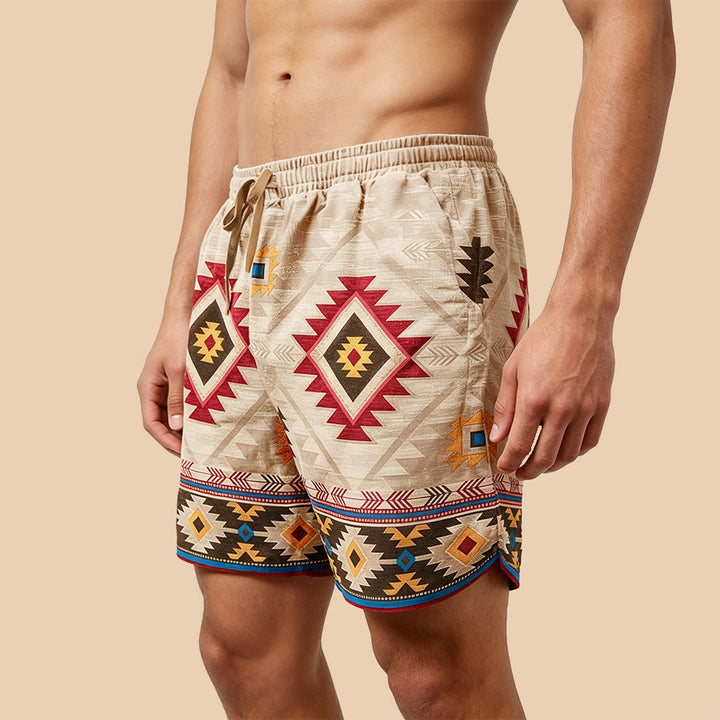 Pantaloncini da uomo casual Olivenorma Vintage Tribal Geometric - image 1
