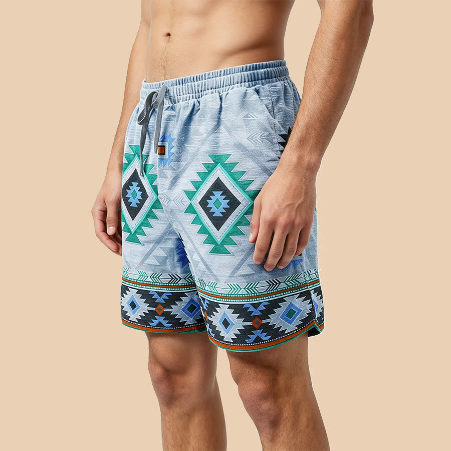 Pantaloncini da uomo casual Olivenorma Vintage Tribal Geometric - image 7